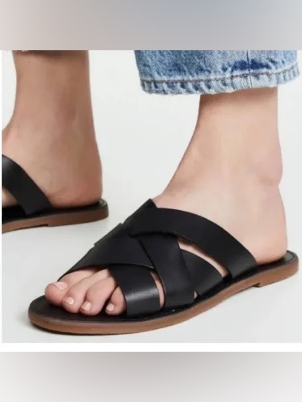 Madewell The Boardwalk Woven Slide Sandals in Black Size 10